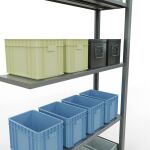 Anbauregal, Fachbodenregal Stecksystem MULTIplus150, 2000 x 1000 x 300 mm (HxBxT), 5 Fachböden, Längenriegel, verzinkt