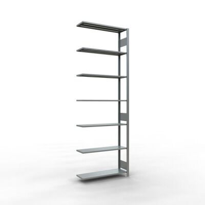Anbauregal, Fachbodenregal Stecksystem MULTIplus150, 3000 x 1000 x 300 mm (HxBxT), 7 Fachböden, Längenriegel, verzinkt