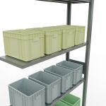 Anbauregal, Fachbodenregal Stecksystem MULTIplus150, 3000 x 1000 x 300 mm (HxBxT), 7 Fachböden, Längenriegel, verzinkt