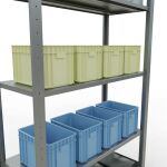 Grundregal, Fachbodenregal Stecksystem MULTIplus150, 2000 x 1000 x 400 mm (HxBxT), 5 Fachböden, Längenriegel, verzinkt