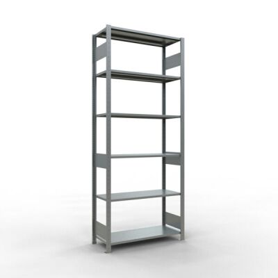 Grundregal, Fachbodenregal Stecksystem MULTIplus150, 2500 x 1000 x 400 mm (HxBxT), 6 Fachböden, Längenriegel, verzinkt
