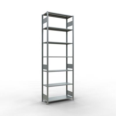Grundregal, Fachbodenregal Stecksystem MULTIplus150, 3000 x 1000 x 400 mm (HxBxT), 7 Fachböden, Längenriegel, verzinkt