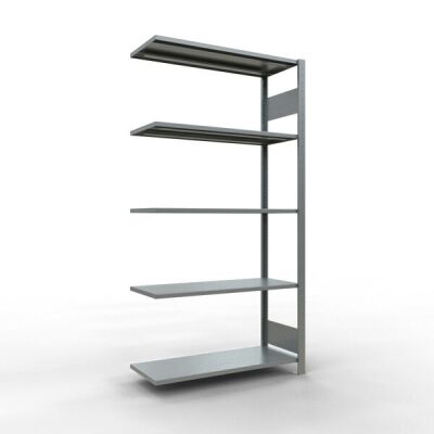 Anbauregal, Fachbodenregal Stecksystem MULTIplus150, 2000 x 1000 x 400 mm (HxBxT), 5 Fachböden, Längenriegel, verzinkt