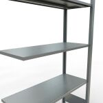 Anbauregal, Fachbodenregal Stecksystem MULTIplus150, 2000 x 1000 x 400 mm (HxBxT), 5 Fachböden, Längenriegel, verzinkt