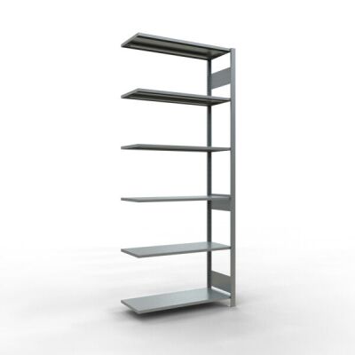 Anbauregal, Fachbodenregal Stecksystem MULTIplus150, 2500 x 1000 x 400 mm (HxBxT), 6 Fachböden, Längenriegel, verzinkt