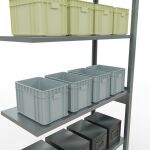 Anbauregal, Fachbodenregal Stecksystem MULTIplus150, 2500 x 1000 x 400 mm (HxBxT), 6 Fachböden, Längenriegel, verzinkt