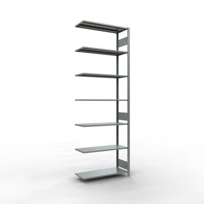 Anbauregal, Fachbodenregal Stecksystem MULTIplus150, 3000 x 1000 x 400 mm (HxBxT), 7 Fachböden, Längenriegel, verzinkt