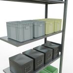 Anbauregal, Fachbodenregal Stecksystem MULTIplus150, 3000 x 1000 x 400 mm (HxBxT), 7 Fachböden, Längenriegel, verzinkt