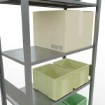 Grundregal, Fachbodenregal Stecksystem MULTIplus150, 3000 x 1000 x 500 mm (HxBxT), 7 Fachböden, Längenriegel, verzinkt