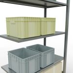 Anbauregal, Fachbodenregal Stecksystem MULTIplus150, 2000 x 1000 x 500 mm (HxBxT), 5 Fachböden, Längenriegel, verzinkt