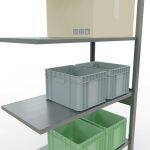 Anbauregal, Fachbodenregal Stecksystem MULTIplus150, 2500 x 1000 x 500 mm (HxBxT), 6 Fachböden, Längenriegel, verzinkt