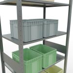 Grundregal, Fachbodenregal Stecksystem MULTIplus150, 3000 x 1000 x 600 mm (HxBxT), 7 Fachböden, Längenriegel, verzinkt