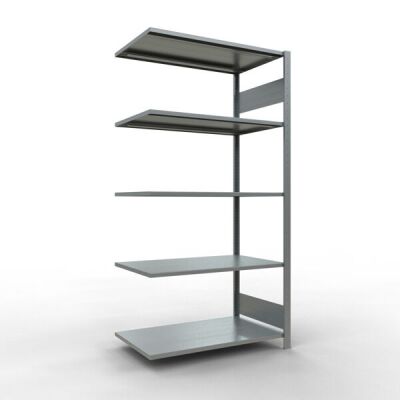 Anbauregal, Fachbodenregal Stecksystem MULTIplus150, 2000 x 1000 x 600 mm (HxBxT), 5 Fachböden, Längenriegel, verzinkt