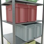 Grundregal, Fachbodenregal Stecksystem MULTIplus150, 2000 x 1000 x 800 mm (HxBxT), 5 Fachböden, Längenriegel, verzinkt