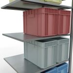 Anbauregal, Fachbodenregal Stecksystem MULTIplus150, 2000 x 1000 x 800 mm (HxBxT), 5 Fachböden, Längenriegel, verzinkt