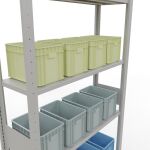 Grundregal, Fachbodenregal Stecksystem MULTIplus150, 3000 x 1000 x 300 mm (HxBxT), 7 Fachböden, Längenriegel, RAL 7035 lichtgrau