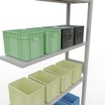 Anbauregal, Fachbodenregal Stecksystem MULTIplus150, 3000 x 1000 x 300 mm (HxBxT), 7 Fachböden, Längenriegel, RAL 7035 lichtgrau