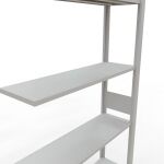 Anbauregal, Fachbodenregal Stecksystem MULTIplus150, 3000 x 1000 x 300 mm (HxBxT), 7 Fachböden, Längenriegel, RAL 7035 lichtgrau