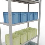 Grundregal, Fachbodenregal Stecksystem MULTIplus150, 2000 x 1000 x 400 mm (HxBxT), 5 Fachböden, Längenriegel, RAL 7035 lichtgrau