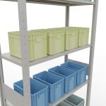 Grundregal, Fachbodenregal Stecksystem MULTIplus150, 3000 x 1000 x 400 mm (HxBxT), 7 Fachböden, Längenriegel, RAL 7035 lichtgrau