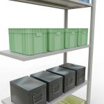 Anbauregal, Fachbodenregal Stecksystem MULTIplus150, 2000 x 1000 x 400 mm (HxBxT), 5 Fachböden, Längenriegel, RAL 7035 lichtgrau