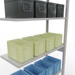 Anbauregal, Fachbodenregal Stecksystem MULTIplus150, 2500 x 1000 x 400 mm (HxBxT), 6 Fachböden, Längenriegel, RAL 7035 lichtgrau