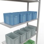 Anbauregal, Fachbodenregal Stecksystem MULTIplus150, 3000 x 1000 x 400 mm (HxBxT), 7 Fachböden, Längenriegel, RAL 7035 lichtgrau