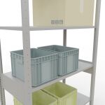 Grundregal, Fachbodenregal Stecksystem MULTIplus150, 2500 x 1000 x 500 mm (HxBxT), 6 Fachböden, Längenriegel, RAL 7035 lichtgrau