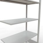 Anbauregal, Fachbodenregal Stecksystem MULTIplus150, 2000 x 1000 x 500 mm (HxBxT), 5 Fachböden, Längenriegel, RAL 7035 lichtgrau