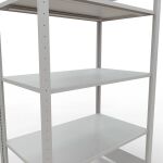 Grundregal, Fachbodenregal Stecksystem MULTIplus150, 2000 x 1000 x 600 mm (HxBxT), 5 Fachböden, Längenriegel, RAL 7035 lichtgrau
