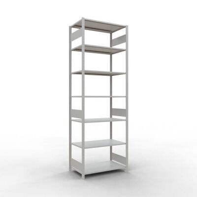 Grundregal, Fachbodenregal Stecksystem MULTIplus150, 3000 x 1000 x 600 mm (HxBxT), 7 Fachböden, Längenriegel, RAL 7035 lichtgrau