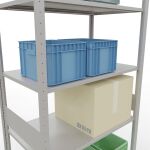 Grundregal, Fachbodenregal Stecksystem MULTIplus150, 3000 x 1000 x 600 mm (HxBxT), 7 Fachböden, Längenriegel, RAL 7035 lichtgrau