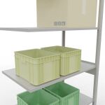 Anbauregal, Fachbodenregal Stecksystem MULTIplus150, 2500 x 1000 x 600 mm (HxBxT), 6 Fachböden, Längenriegel, RAL 7035 lichtgrau