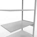 Anbauregal, Fachbodenregal Stecksystem MULTIplus150, 2500 x 1000 x 600 mm (HxBxT), 6 Fachböden, Längenriegel, RAL 7035 lichtgrau