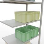 Anbauregal, Fachbodenregal Stecksystem MULTIplus150, 3000 x 1000 x 600 mm (HxBxT), 7 Fachböden, Längenriegel, RAL 7035 lichtgrau