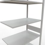 Anbauregal, Fachbodenregal Stecksystem MULTIplus150, 3000 x 1000 x 600 mm (HxBxT), 7 Fachböden, Längenriegel, RAL 7035 lichtgrau