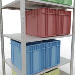 Grundregal, Fachbodenregal Stecksystem MULTIplus150, 2000 x 1000 x 800 mm (HxBxT), 5 Fachböden, Längenriegel, RAL 7035 lichtgrau