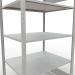 Grundregal, Fachbodenregal Stecksystem MULTIplus150, 2000 x 1000 x 800 mm (HxBxT), 5 Fachböden, Längenriegel, RAL 7035 lichtgrau