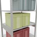 Grundregal, Fachbodenregal Stecksystem MULTIplus150, 2500 x 1000 x 800 mm (HxBxT), 6 Fachböden, Längenriegel, RAL 7035 lichtgrau