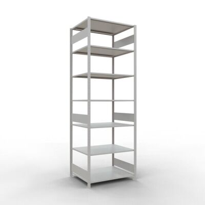 Grundregal, Fachbodenregal Stecksystem MULTIplus150, 3000 x 1000 x 800 mm (HxBxT), 7 Fachböden, Längenriegel, RAL 7035 lichtgrau