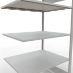 Anbauregal, Fachbodenregal Stecksystem MULTIplus150, 2000 x 1000 x 800 mm (HxBxT), 5 Fachböden, Längenriegel, RAL 7035 lichtgrau