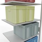 Anbauregal, Fachbodenregal Stecksystem MULTIplus150, 3000 x 1000 x 800 mm (HxBxT), 7 Fachböden, Längenriegel, RAL 7035 lichtgrau