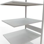 Anbauregal, Fachbodenregal Stecksystem MULTIplus150, 3000 x 1000 x 800 mm (HxBxT), 7 Fachböden, Längenriegel, RAL 7035 lichtgrau