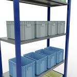 Grundregal, Fachbodenregal Stecksystem MULTIplus150, 2000 x 1000 x 400 mm (HxBxT), 5 Fachböden, Längenriegel, RAL 5010 enzianblau/verzinkt