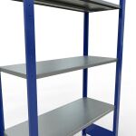 Grundregal, Fachbodenregal Stecksystem MULTIplus150, 2000 x 1000 x 400 mm (HxBxT), 5 Fachböden, Längenriegel, RAL 5010 enzianblau/verzinkt