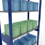 Grundregal, Fachbodenregal Stecksystem MULTIplus150, 2500 x 1000 x 400 mm (HxBxT), 6 Fachböden, Längenriegel, RAL 5010 enzianblau/verzinkt