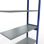 Anbauregal, Fachbodenregal Stecksystem MULTIplus150, 2500 x 1000 x 400 mm (HxBxT), 6 Fachböden, Längenriegel, RAL 5010 enzianblau/verzinkt