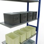 Anbauregal, Fachbodenregal Stecksystem MULTIplus150, 3000 x 1000 x 400 mm (HxBxT), 7 Fachböden, Längenriegel, RAL 5010 enzianblau/verzinkt