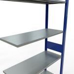Anbauregal, Fachbodenregal Stecksystem MULTIplus150, 3000 x 1000 x 400 mm (HxBxT), 7 Fachböden, Längenriegel, RAL 5010 enzianblau/verzinkt