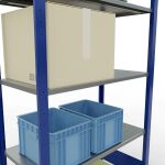 Grundregal, Fachbodenregal Stecksystem MULTIplus150, 2000 x 1000 x 500 mm (HxBxT), 5 Fachböden, Längenriegel, RAL 5010 enzianblau/verzinkt